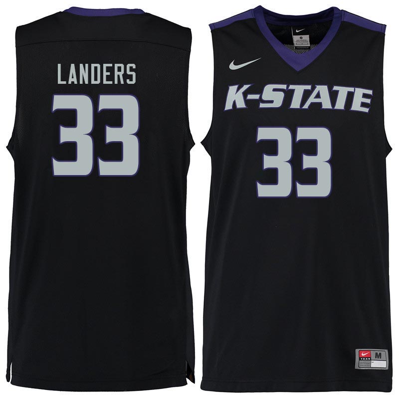 Men #33 Logan Landers Kansas State Wildcats College Basketball Jerseys Sale-Black